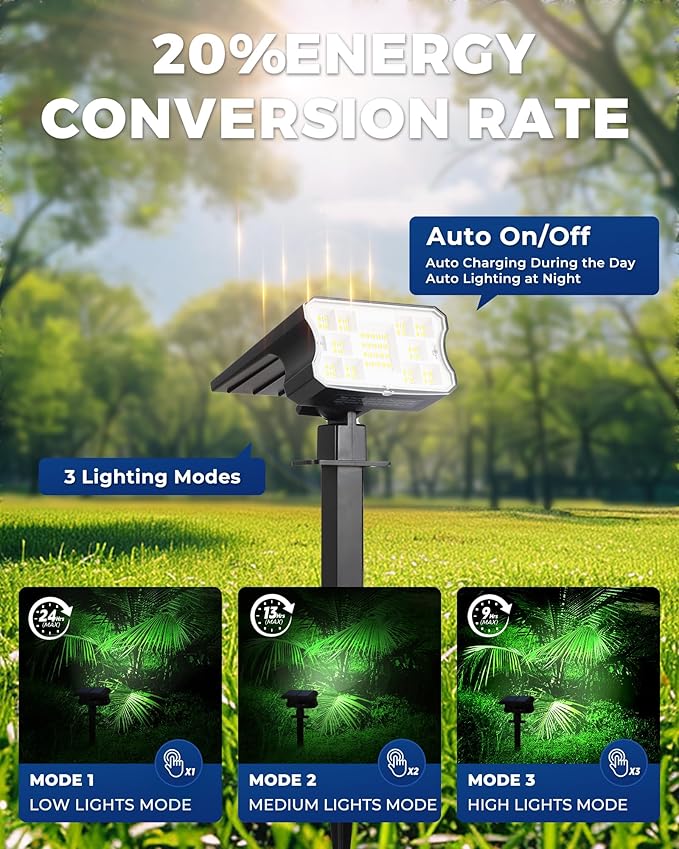 60 LED Solar Garden Spotlights 4-Pack, LED