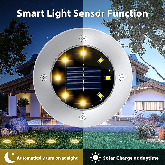 12-Pack Solar Pathway Lights, Waterproof LED Yard Lights