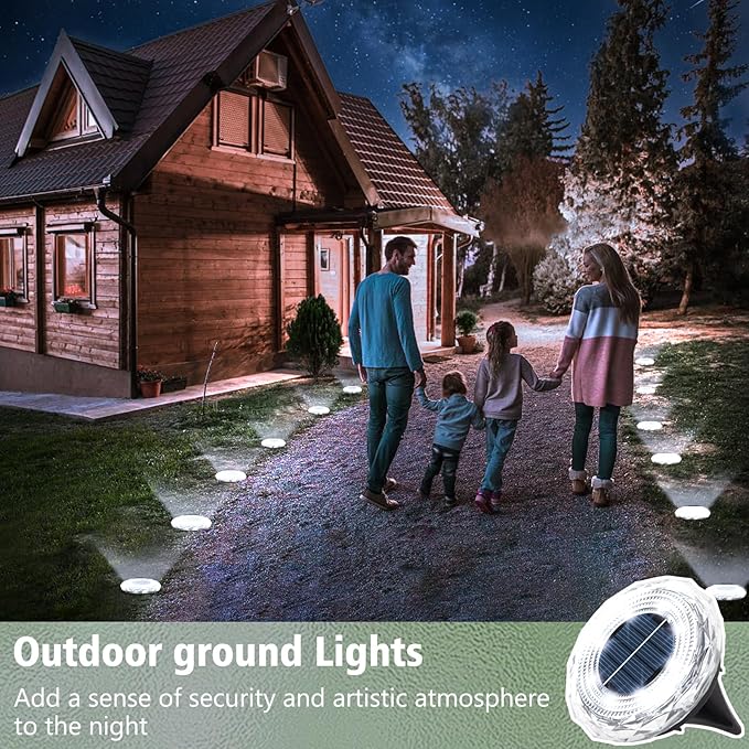 echosari Solar Ground Lights 12 Pack, Upgraded Solar Garden Lights Auto ON/Off Landscape Lighting Outdoor In-Ground Lights Waterproof Long Lasting for Pathway Walkway Patio (Cool White)