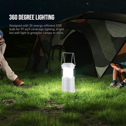 Lichamp LED Camping Lantern, 4 Pack Battery Powered Flashlight for Power Outages, Portable Collapsible Hanging Light Essential for Home, Outdoor, Emergency Lamp Survival Kit Gear for Hurricane, B4LW