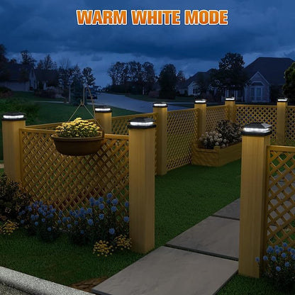 APONUO Solar Post Cap Lights for 4x4 Posts - IP64 Waterproof, 6500K LED, No-Wire Fence Lights & Deck Lights for Patio Garden Yard Patio, Black-Cool White, 6 Pack