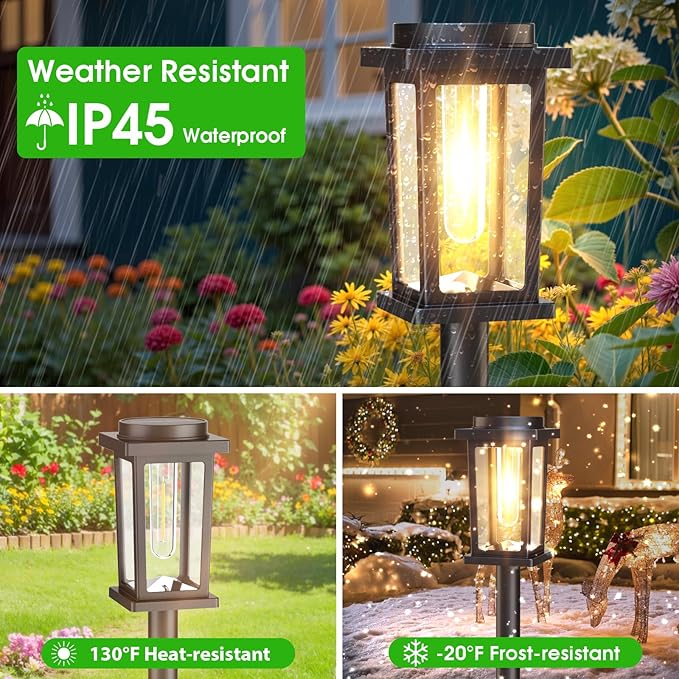 Solar Pathway Lights Outdoor, 8 Pack Solar Powered Garden Lights Waterproof, Auto On/Off Outdoor Landscape Lights for Patio, Walkway, Driveway, Lawn, Pool Decor. (Warm White)