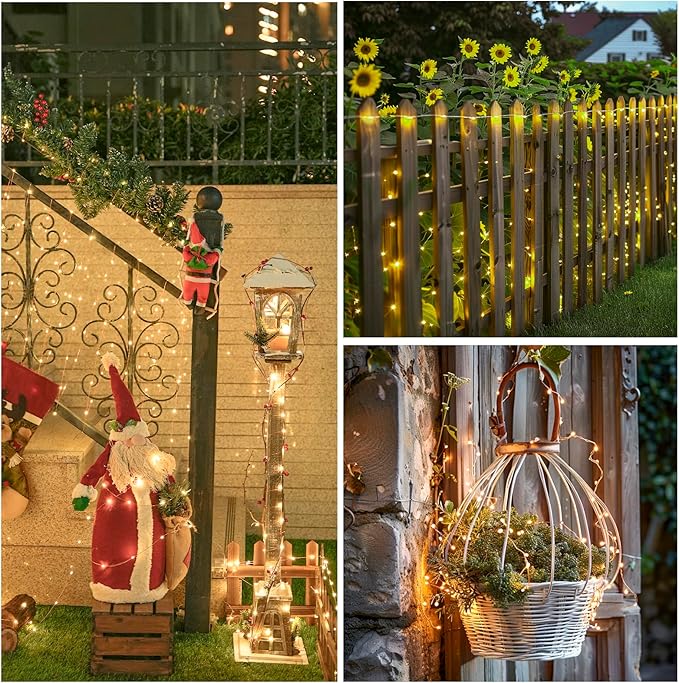 8-Pack 50 LED Christmas Twinkle Lights, 16ft Waterproof for Yard