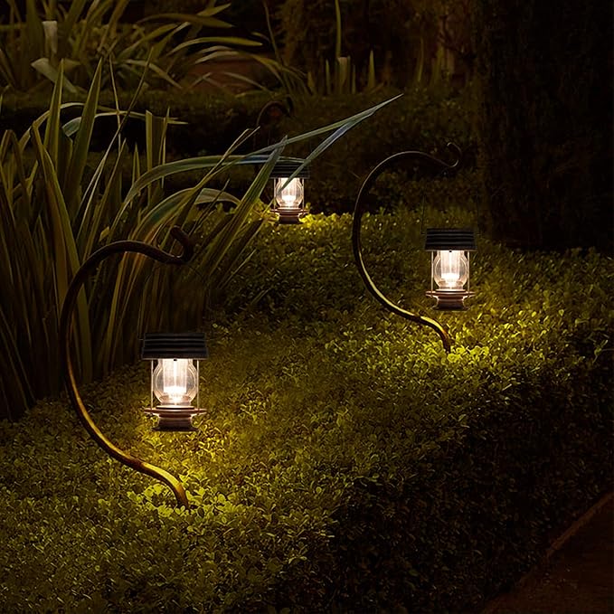 2-Pack Charming Hanging Solar Lanterns for Backyard, Waterproof LED