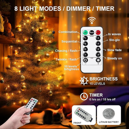 Christmas String Lights, 16ft 50 LED Waterproof Twinkle Lights