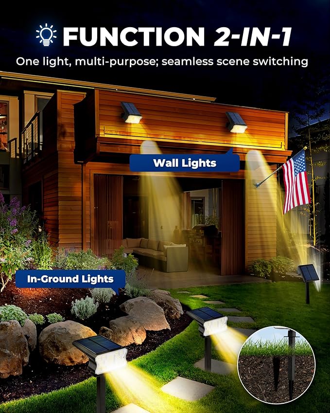 60 LED Solar Garden Spotlights 4-Pack, LED