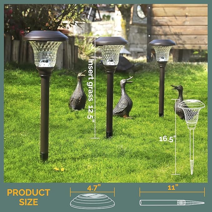 Warm White Solar Pathway Lights 8-Pack, Driveway LED