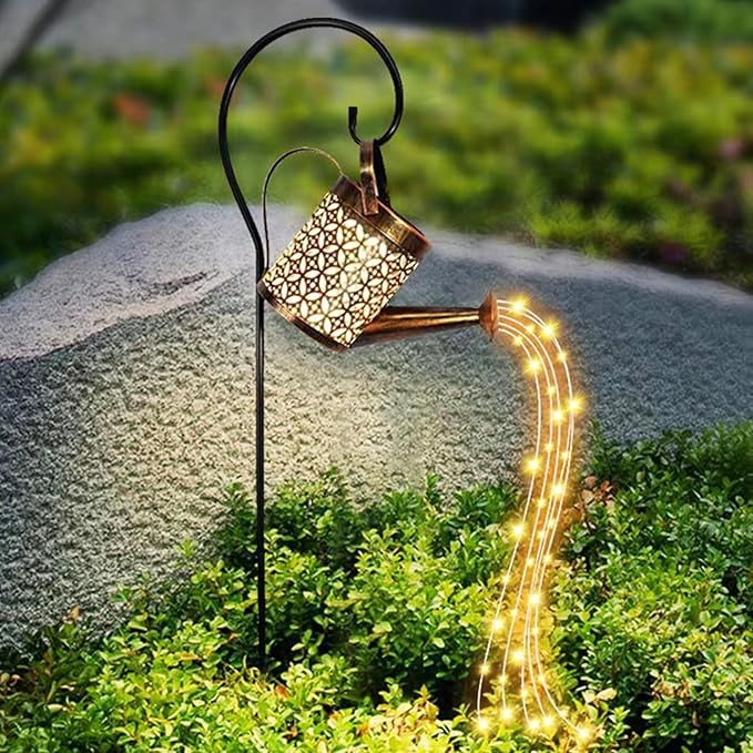 Solar Watering Can with Lights - Outdoor Garden Decor, Waterproof Hanging Lantern Landscape Lights for Yard, Patio, Pathway