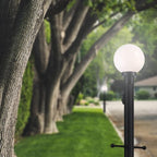 Black Post Lighting Fixture with Planter, Solar Outdoor