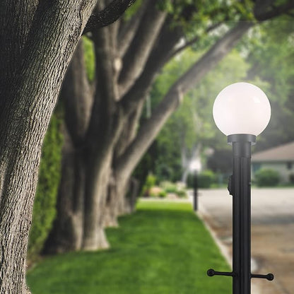 Ciata Lamp Post Cross Arm Handle Replacement, Weather Resistant Steel Cross Arm Ladder Rest with Removable Decorative Spheres for Outdoor Lamp Post and Poles, Wet Location use, Textured Black Finish