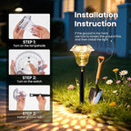 6-Pack Warm White Solar Path Lights, Outdoor Yard LED