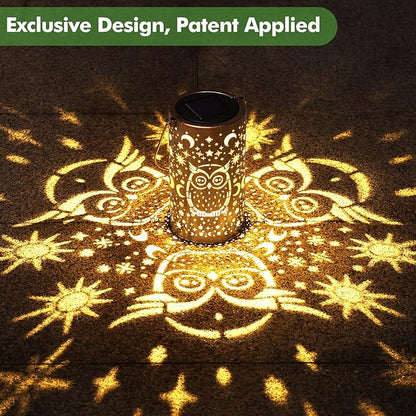 Fabuday Owl Outdoor Solar Lantern Waterproof - Hanging Solar Power Lights Led for Outside, Garden Decor for Patio, Porch, Balcony, Yard and Deck, Gardening Decorations Gifts for Women Mom Sister
