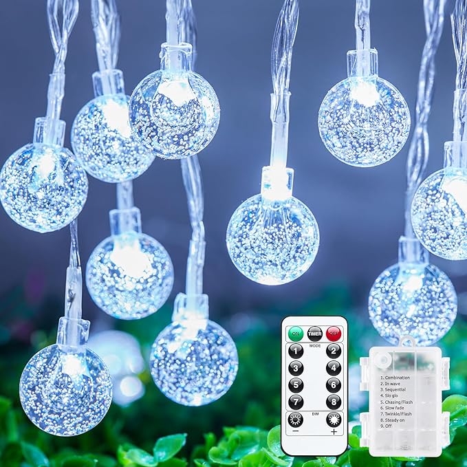 White Patio String Lights, 17ft Weatherproof LED