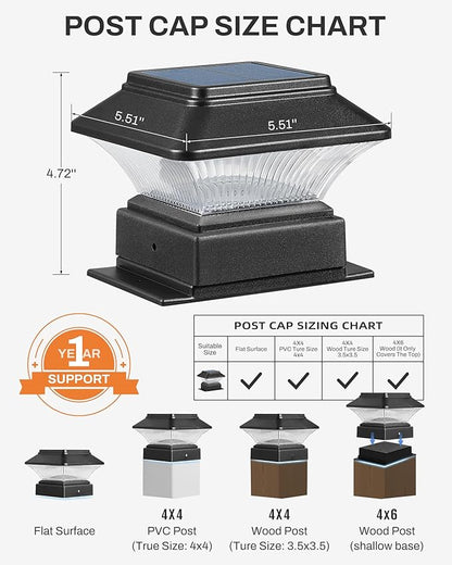 10 Pack Colorful Outdoor Solar Post Lights – 5 Modes, Fits 4x4 and 4x6 Posts, 50 Lumens, Decorative Waterproof Lamps – Ideal for Decks, Gardens, Fences, Patios, Halloween Ambiance
