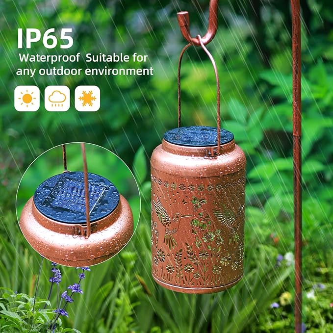 Solar Hummingbird Lanterns, Garden Hanging LED Decor