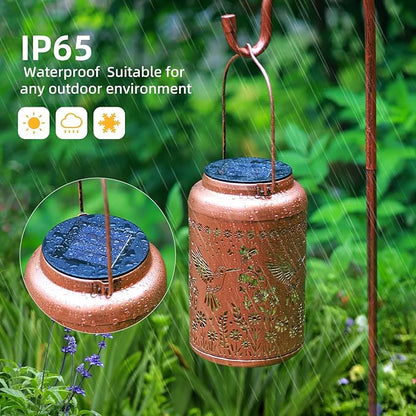 Hummingbird Solar Lanterns Outdoor Waterproof Garden Decor Birthday Gifts for Women Men Mom Hummingbird Hanging Solar Lights Metal Decoration Outside for Yard,Patio,Backyard,Porch,Tabletop