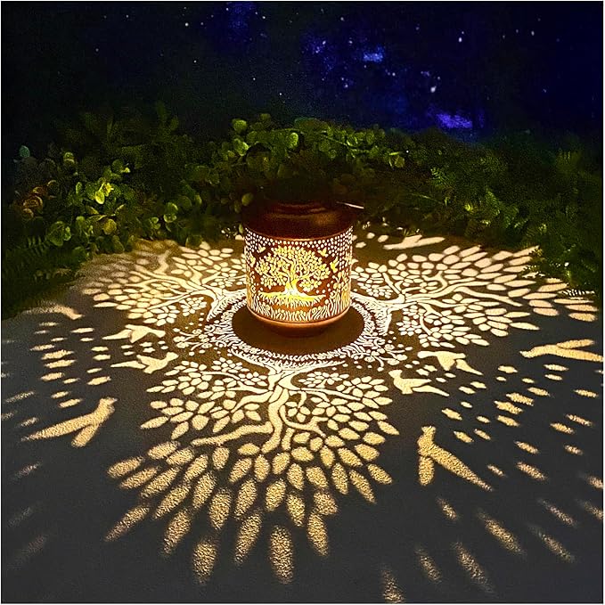 Backyard Solar Hanging Lanterns, Rustic Backyard Decor
