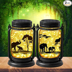 2-Pack Classic Elephant Solar Lanterns for Outdoor, Waterproof LED