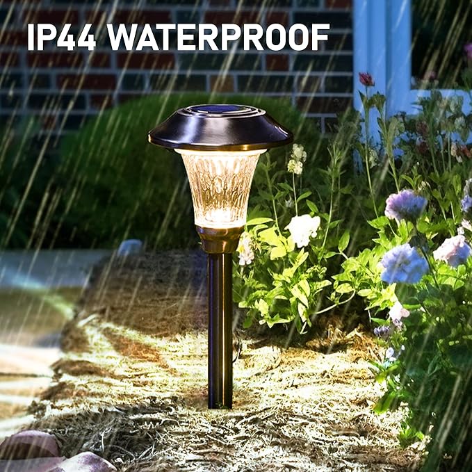 8-Pack Warm White Solar Path Lights, Outdoor Garden LED