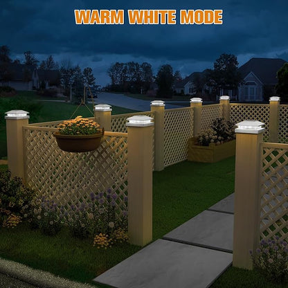 APONUO Solar Post Cap Lights for 4x4 5x5 Posts - IP64 Waterproof, 6500K LED, No-Wire Fence Lights & Deck Lights for Patio Garden Yard Patio, White-Cool White, 8 Pack