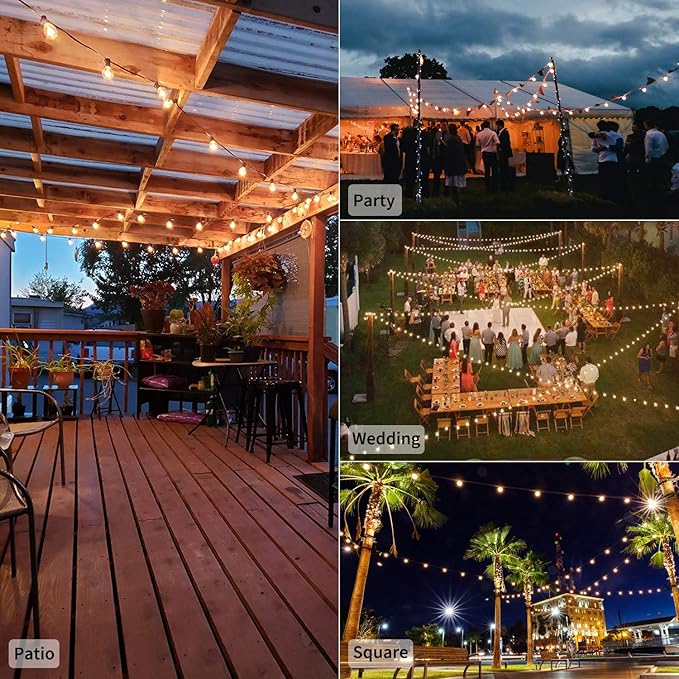 Outdoor String Lights, 109ft Black Waterproof LED