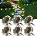 Solar Flat Disk Lights 6-Pack, Waterproof Garden