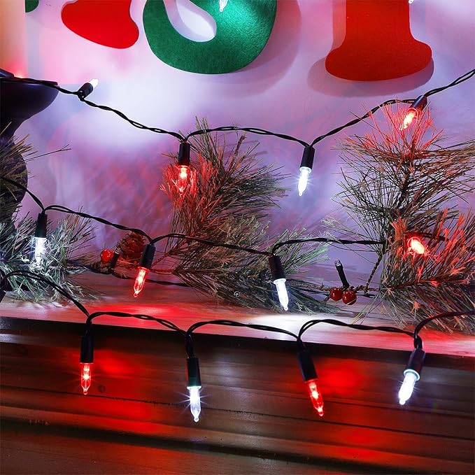 2-Pack 50 LED Christmas Twinkle Lights, 16ft Waterproof for Patio