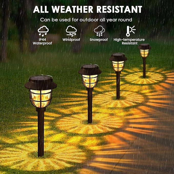 10-Pack Solar Path Lights, Outdoor Driveway LED