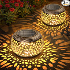 2-Pack Backyard Solar Outdoor Lanterns, Elegant Waterproof LED