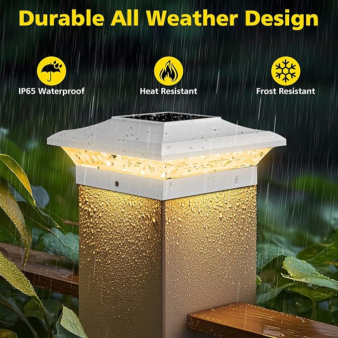 T-SUN 4x4 Solar Post Cap Lights Outdoor 12 Pack, Warm White LED Fence Post Solar Lights Fit for 4x4 Vinyl Posts, Waterproof Deck Light Solar Powered for Garden Patio Gate Porch