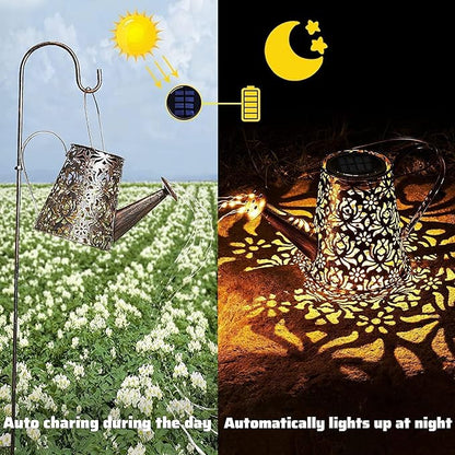 Solar Lights Outdoor Decorative, Metal Solar Watering Can Lights Waterproof, Large Hanging Garden Decor Yard Lights Outside Patio Lawn, Gifts for Mom Grandma Women Birthday Christmas