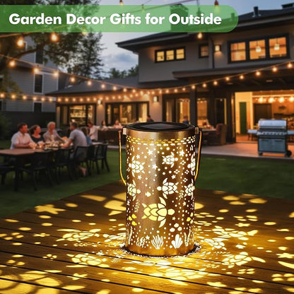 Fabuday Sea Turtle Outdoor Solar Lantern Waterproof - Hanging Solar Power Lights Led for Outside, Garden Decor for Patio, Porch, Balcony, Yard and Deck, Gardening Decorations Gifts for Women Mom