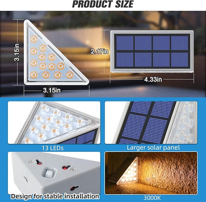 NIORSUN Solar Step Lights,16 Pack Warm White Solar Stair Lights Outdoor Waterproof IP67 Auto On Off,Solar Lights for Steps,Stair,Patio,Yard,Porch,Front Door,Sidewalk,Deck Decor