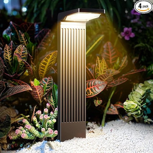 Solar Pathway Lights Outdoor 4Pack, Bright 60LED Solar Path Lights Outside Waterproof, Warm & Cool Walkway Lights Solar Powered, Landscape Light for Driveway Lawn Patio Garden Yard