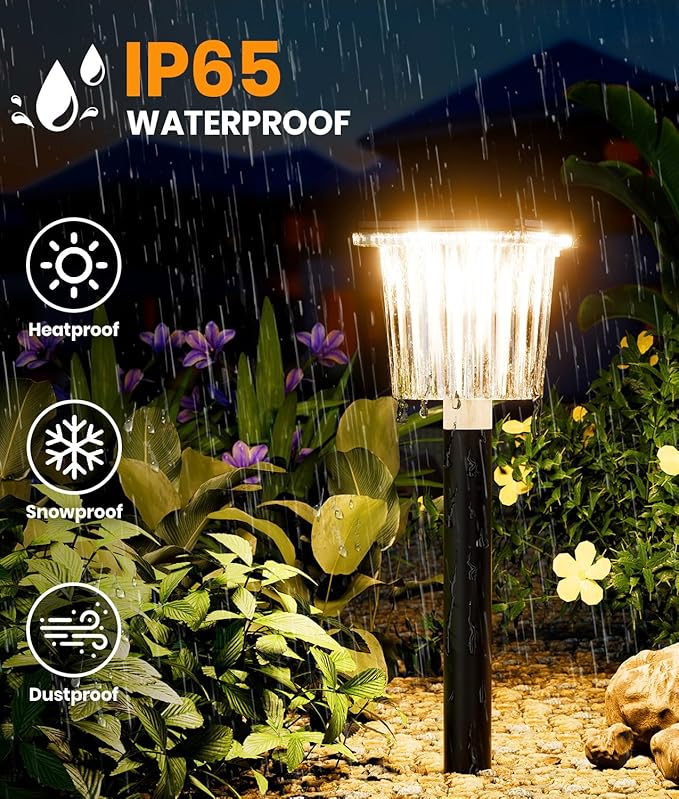 Super Bright Solar Outdoor Lights for Pathway Powered 2 Pack,Adjustable Warm&Cool White,Waterproof IP65 Solar Garden Decor Landscape Lighting Outside for Front Yard/Patio/Walkway/Driveway/Lawn Light