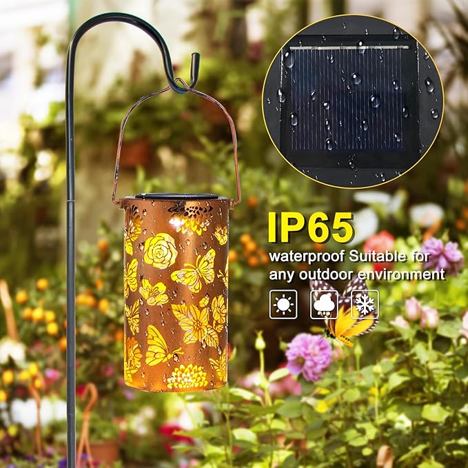 Butterfly Solar Porch Lanterns, Metal Waterproof LED