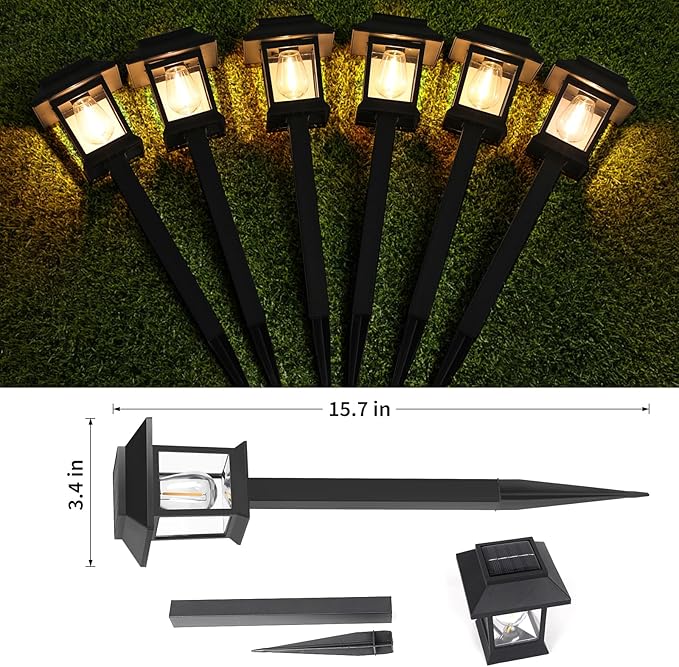 6-Pack Solar Path Lights, Outdoor Garden LED