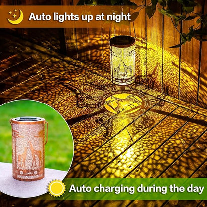 Giraffe Solar Lanterns Outdoor Waterproof Hanging Solar Lights Giraffe Gifts for Women Men Metal Decorative LED Giraffe Lanterns for Garden Decor,Yard,Patio,Lawn,Tabletop,Pathway,Landscape