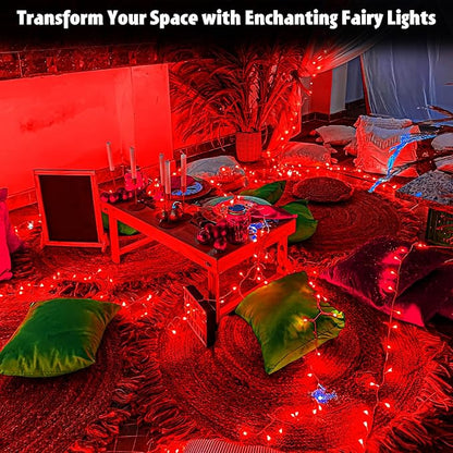 String Lights Outdoor Waterproof 9.8ft 30 LED, Red Fairy Lights Battery Operated with Timer Clear Wire for Indoor & Outdoor Christmas Vanlentines Decorations Garland Party Garden 2 Packs