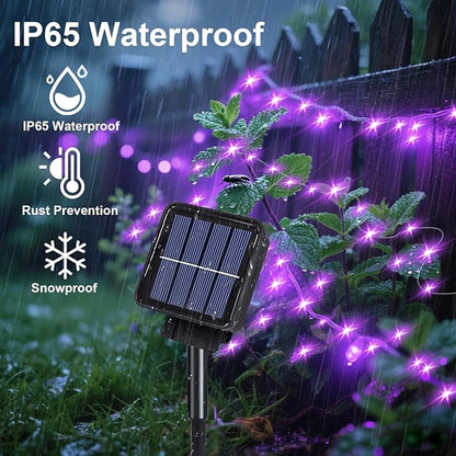ZNYCYE Solar Waterfall Fairy Bunch Lights Outdoor Waterproof 200LEDs 8 Modes Watering Can Light, Purple Solar Powered String Lights Firefly Vine Garden Decorations Gardening Gifts for Mom