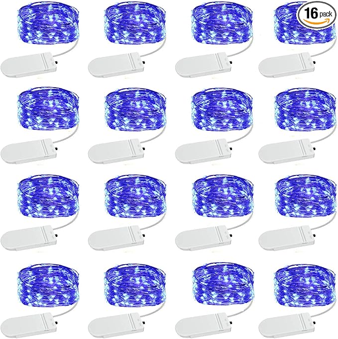 16-Pack Christmas String Lights, 10ft 30 LED Waterproof Twinkle Lights