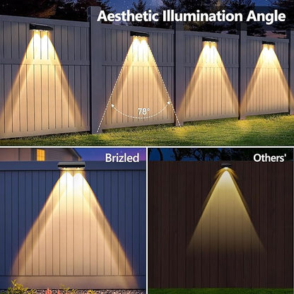 Brizled Solar Fence Lights Outdoor, 12 Pack 6 Modes 2700/4500/6500K 250ml Fence Solar Lights, IP65 Waterproof Outdoor Wall Light Landscape Lighting for Backyard Garden Patio Deck Railing Wall Poolside