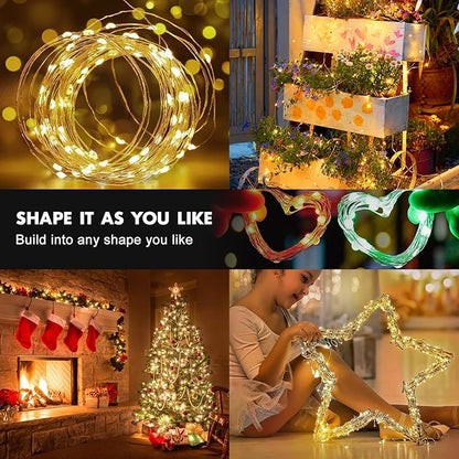 2-Pack 240 LED Christmas Twinkle Lights, 78ft Waterproof for Backyard
