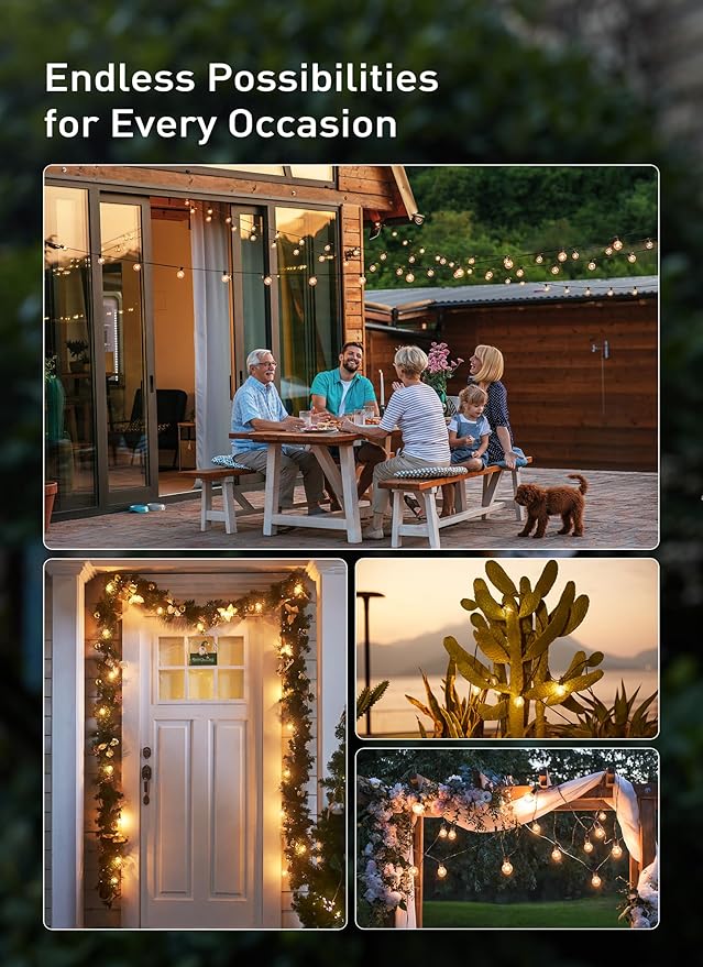 Outdoor String Lights, 30ft Warm White Waterproof LED