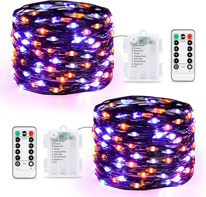 2-Pack Halloween String Lights, 66ft 200 LED Waterproof Twinkle Lights