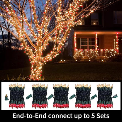 LAMPHOME 100 Count Red Clear Christmas Lights, Green Wire 20Ft Incandescent Holiday String Light Set for Indoor Outdoor Use Christmas Tree, Halloween, Valentine Wedding Lighting Decoration