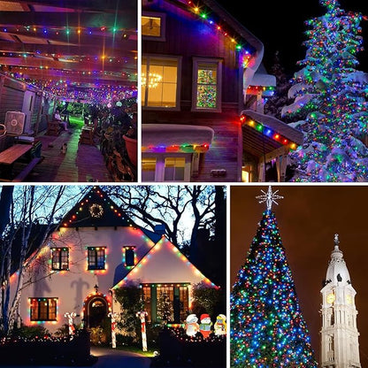 Multicolor Solar Christmas Lights 2Pack Total 180FT 500LED, String Light Outdoor Waterproof, Auto On/Off with 8 Modes Solar Twinkle Lights for Outside Tree Christmas Decorations (Multicolor)