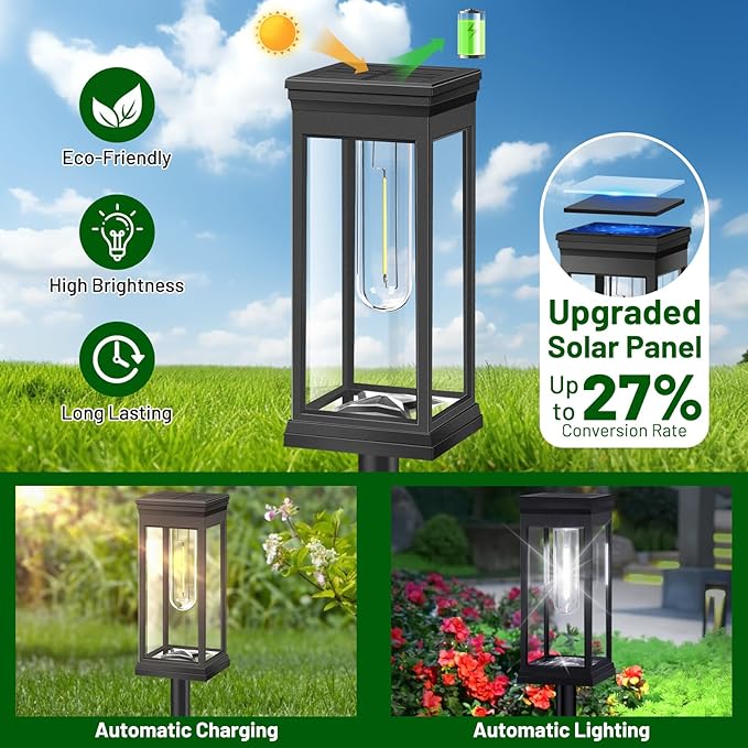 Solar Pathway Lights, Waterproof LED Driveway Lights