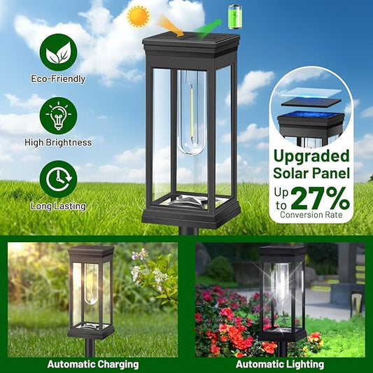 BesLowe Upgraded Solar Pathway Lights Outdoor, 8-Pack Large LED Solar Light Outdoor Waterproof, Super Bright Outside Lights for Yard, Sun-Powered Landscape Lighting for Garden Walkway, Cool White