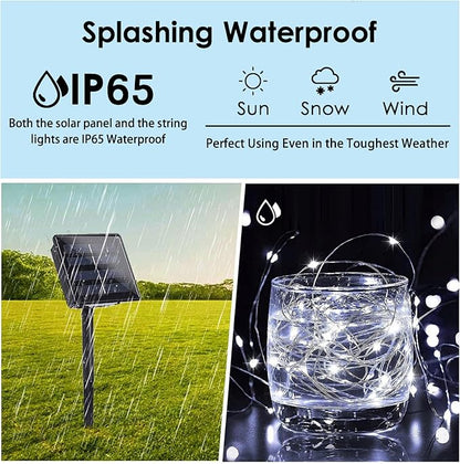 Solar String Lights Outdoor, 4 Pack Each 100 LED Solar Twinkle Lights for Outside, Waterproof Copper Wire with 8 Modes Solar Fairy Lights for Garden Yard Tree Wedding Christmas Decor(Cool White)